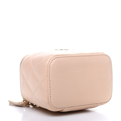 Chanel Iridescent Caviar Quilted Mini Pearl On Top Vanity Case With Chain Beige 4 of 9