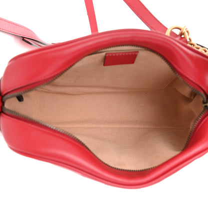 Gucci Calfskin Matelasse Small GG Marmont Chain Shoulder Bag Hibiscus Red 5 of 8