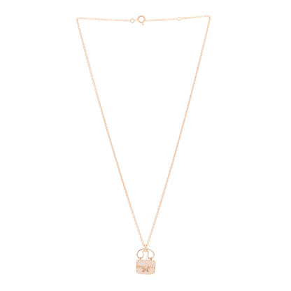 Hermes 18K Rose Gold Diamond Constance Amulette Pendant Necklace 3 of 4