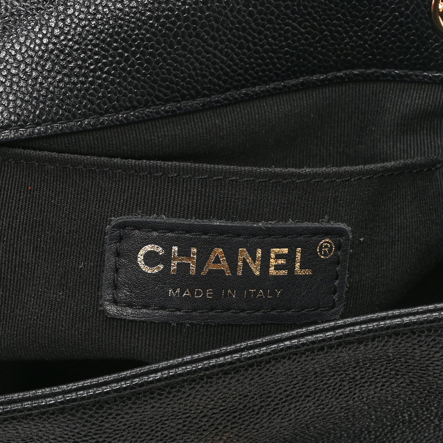 Chanel Shiny Caviar Quilted Medium Duma Pockets Drawstring Backpack Black 5 of 9
