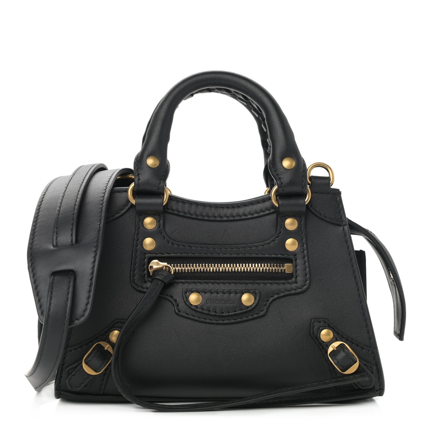 Balenciaga Smooth Calfskin Neo Classic Brass Hardware Nano City Crossbody Black 1 of 10