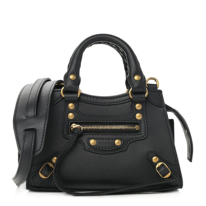 Balenciaga Smooth Calfskin Neo Classic Brass Hardware Nano City Crossbody Black 1 of 10