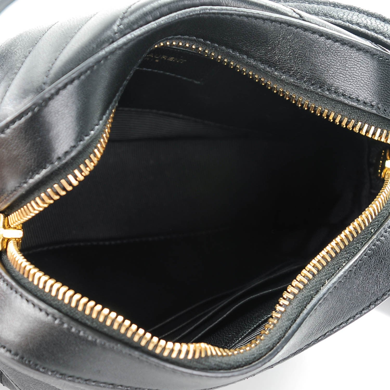 Saint Laurent Lambskin Chevron Small Classic Monogram Camera Bag Nero Black 5 of 7