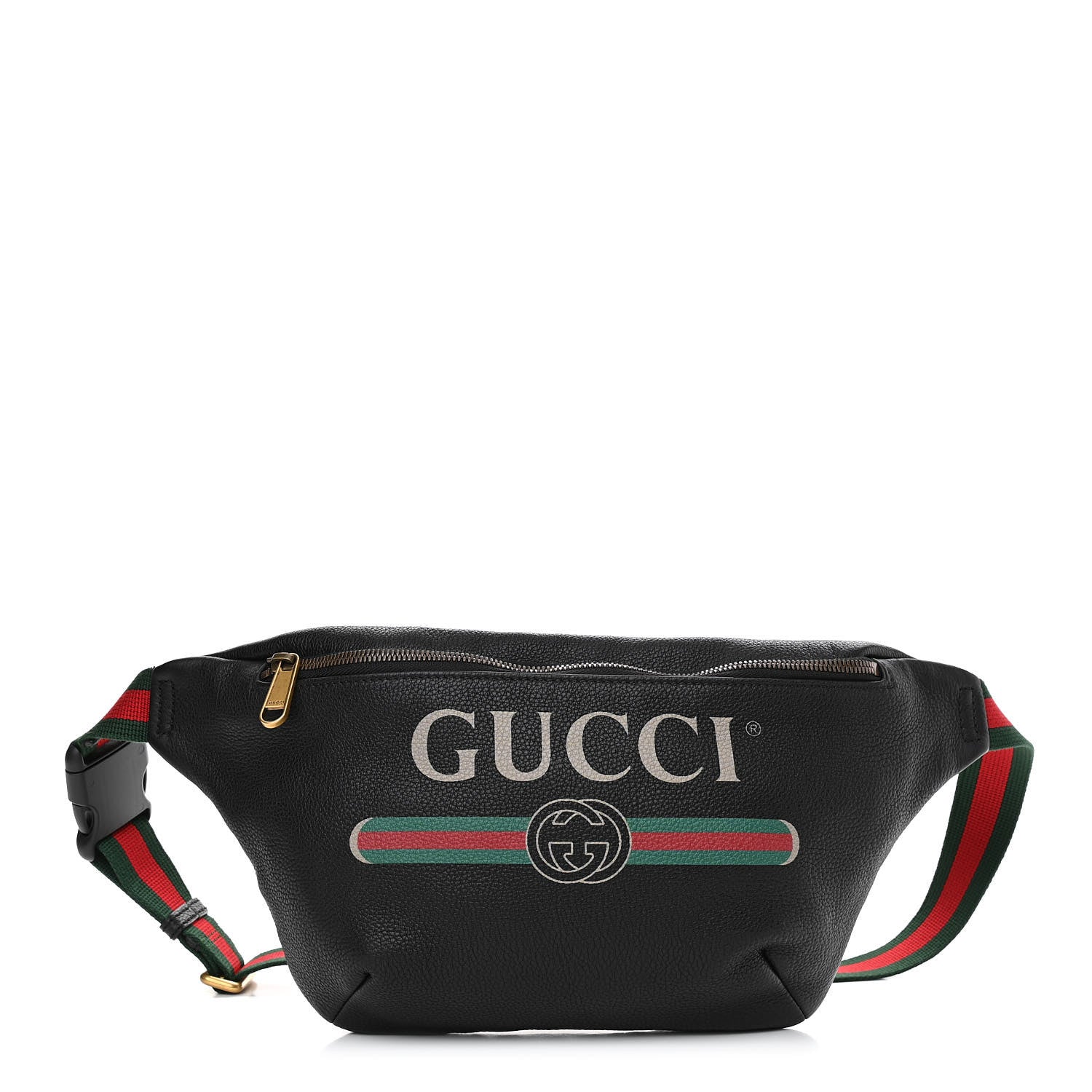 Gucci Grained Calfskin Logo Belt Bag Black 1 of 10