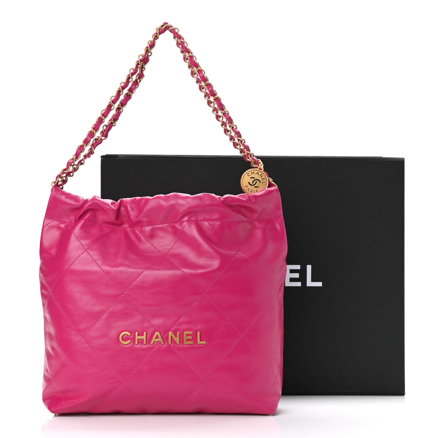 Chanel Shiny Calfskin Quilted Small Chanel 22 Fuchsia 12 of 12