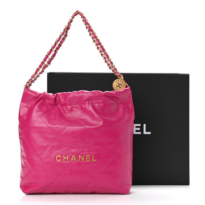 Chanel Shiny Calfskin Quilted Small Chanel 22 Fuchsia 12 of 12