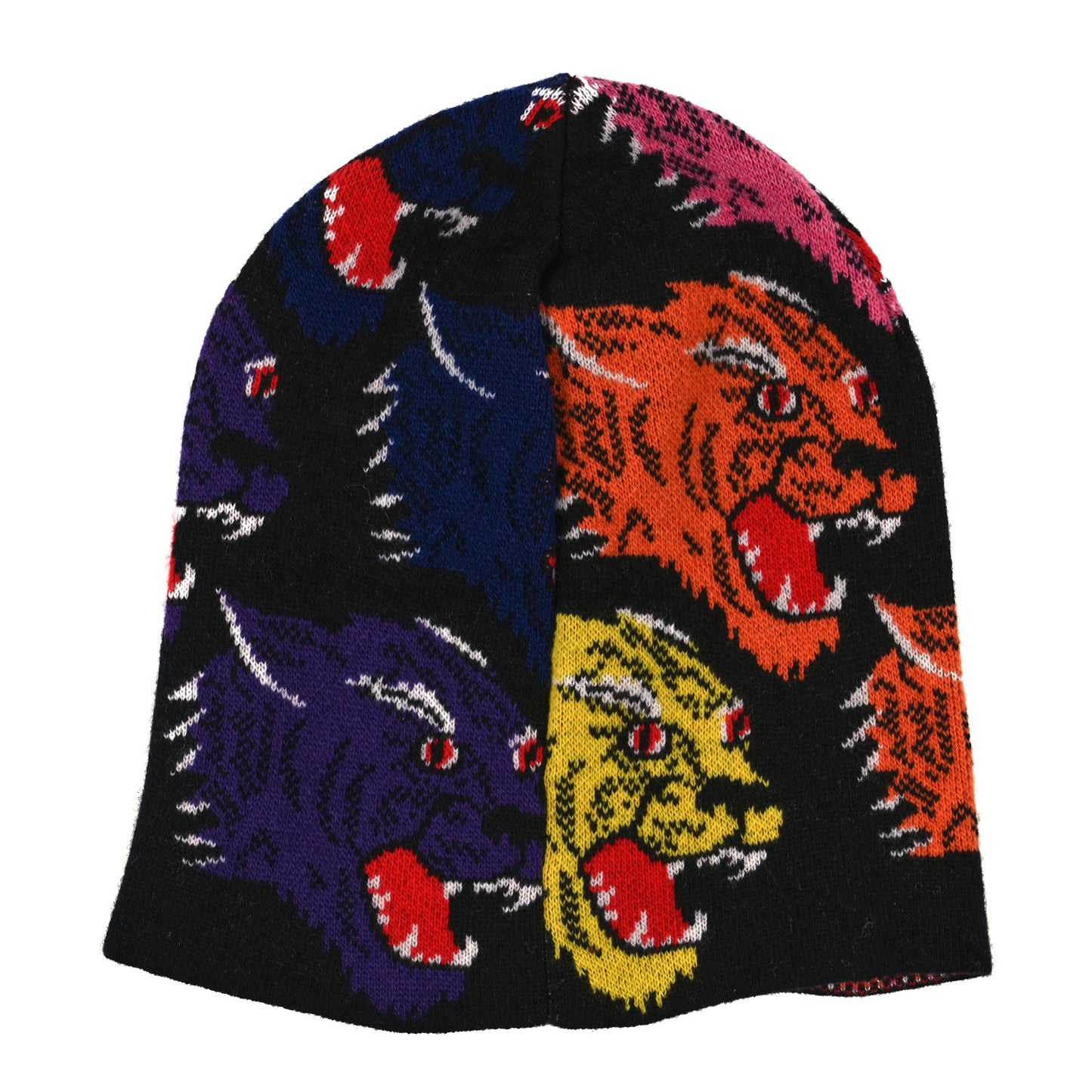 Wool Panther Beanie Hat M Black Multicolor