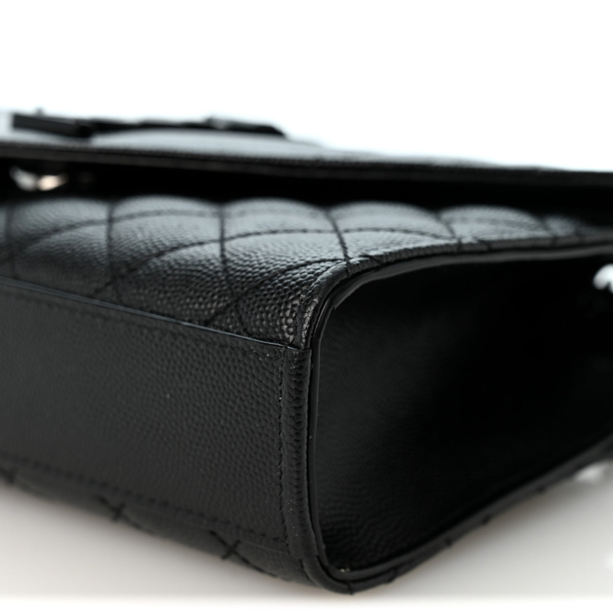 Saint Laurent Grain De Poudre Textured Mixed Matelasse Triquilt Small Monogram Monochrome Satchel Black 9 of 9