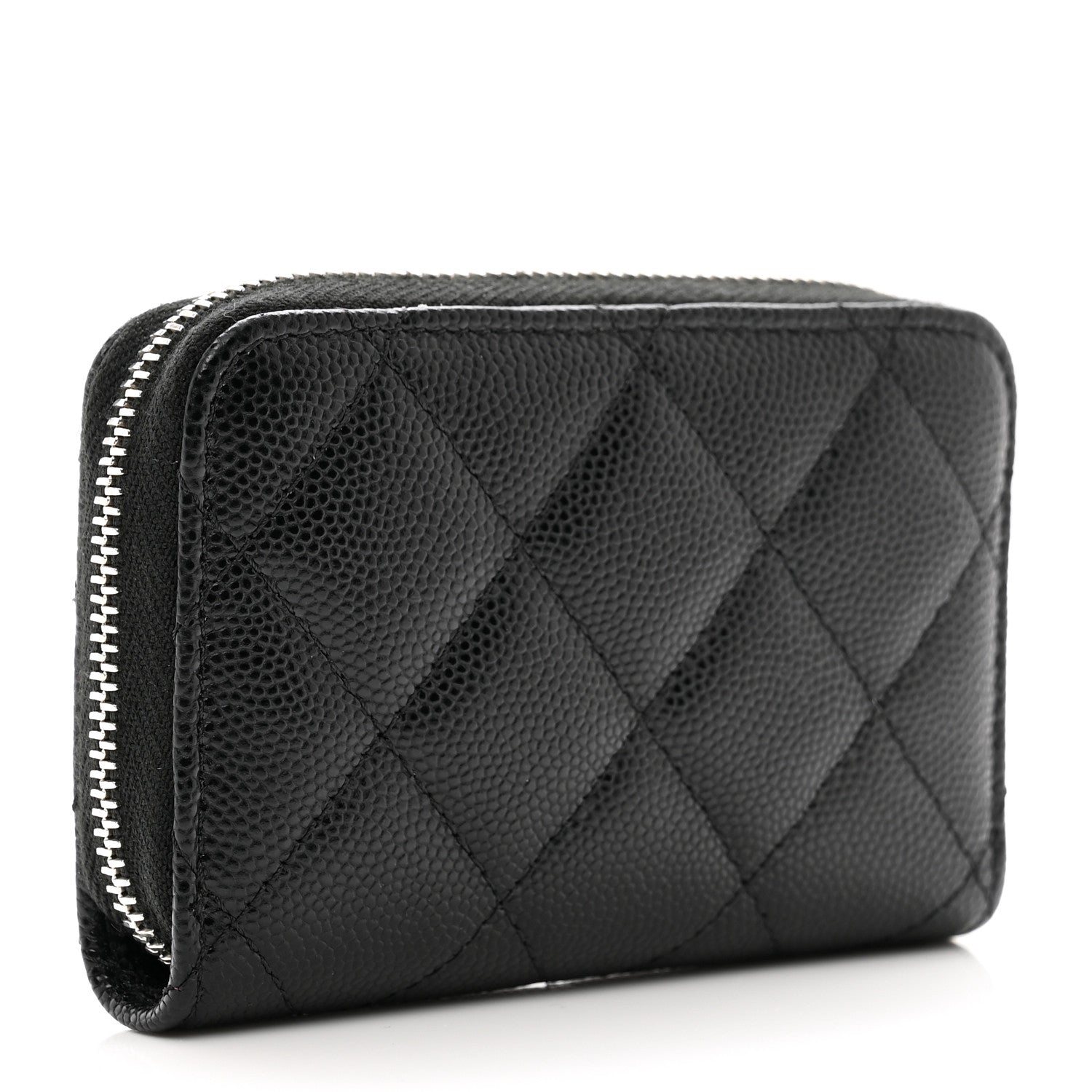 Chanel Caviar Quilted Coco Chanel Logo CC Zip Coin Purse Black 3 of 8