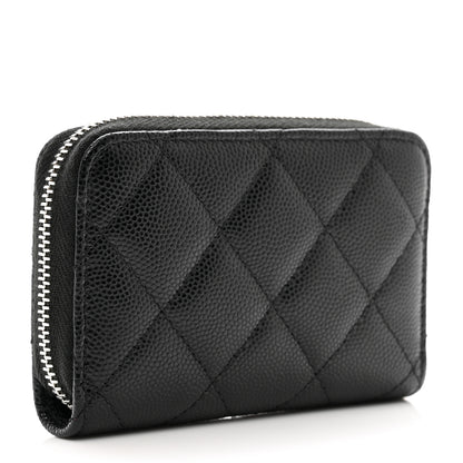 Chanel Caviar Quilted Coco Chanel Logo CC Zip Coin Purse Black 3 of 8