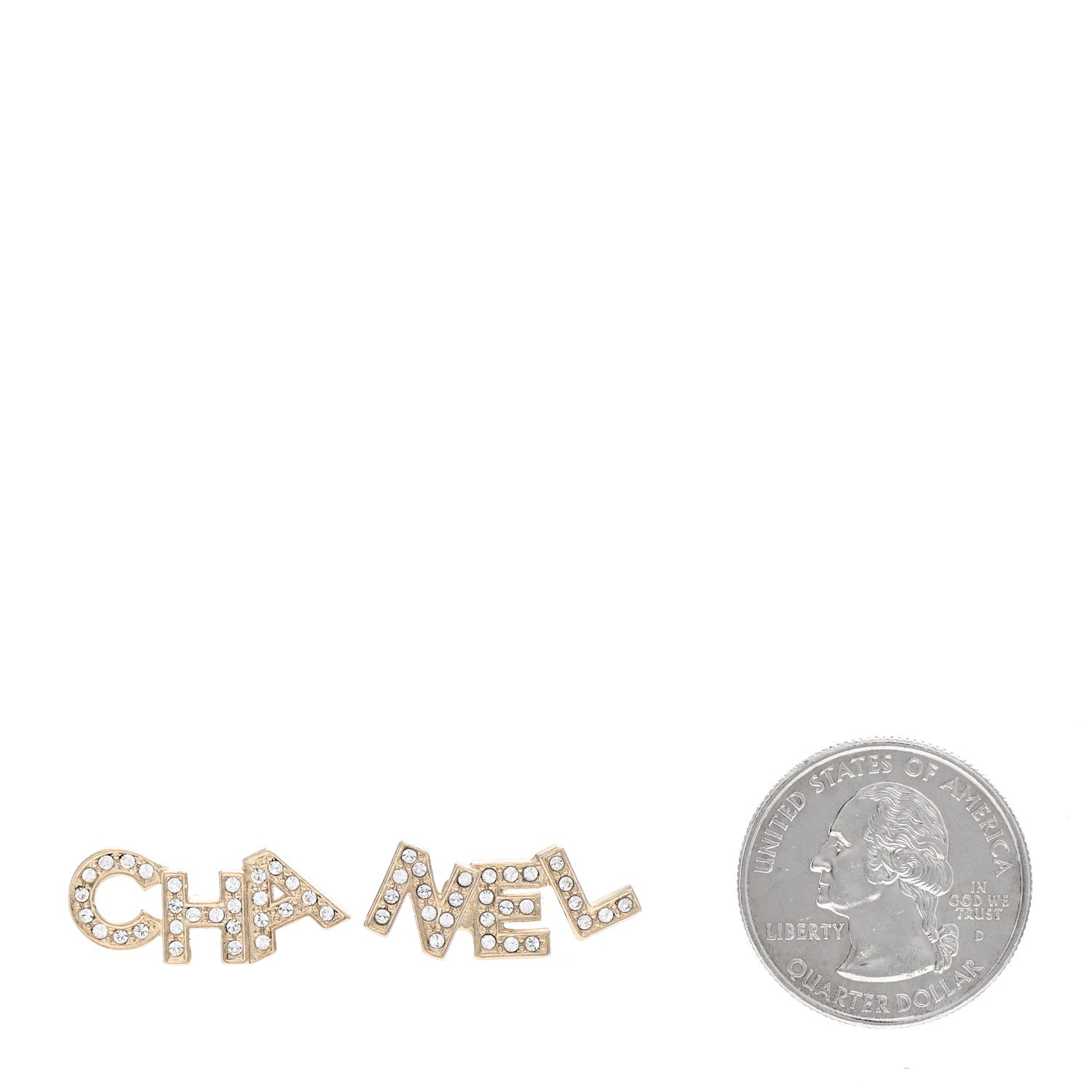 Chanel Crystal Pearl Signature Stud Earrings Gold 2 of 5
