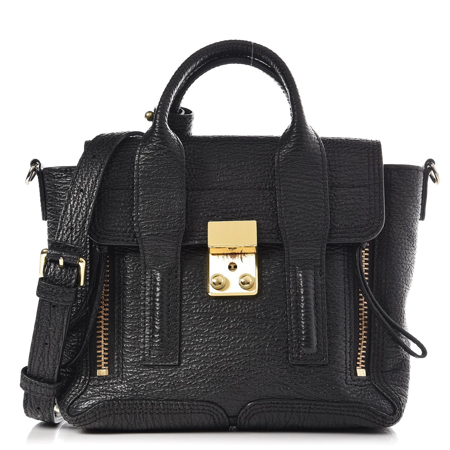 3.1 Textured Calfskin Mini Pashli Satchel Black