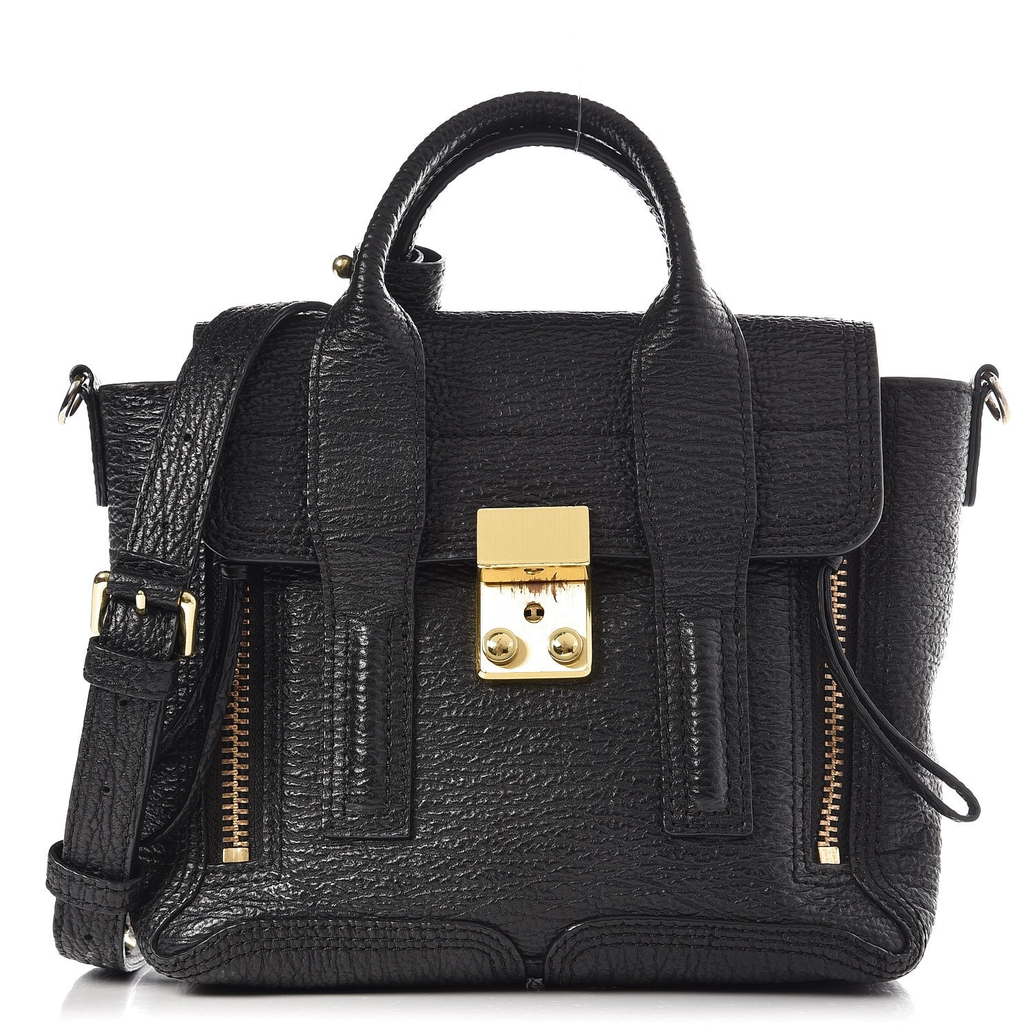3.1 Phillip Lim 3.1 Textured Calfskin Mini Pashli Satchel Black 1 of 7