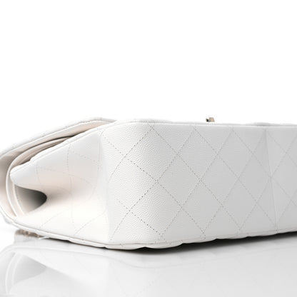 Chanel Caviar Quilted Jumbo Double Flap White 8 of 10