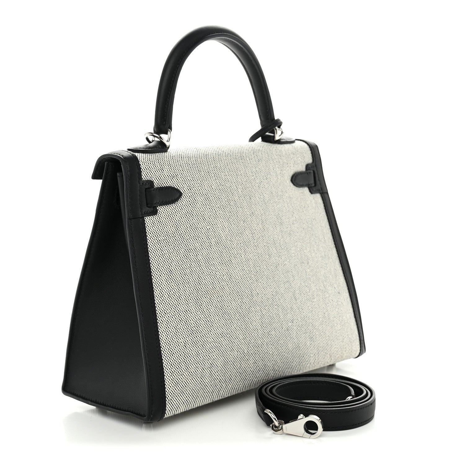 Hermes Toile H Swift Kelly Sellier 25 Ecru Black 3 of 10