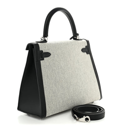 Hermes Toile H Swift Kelly Sellier 25 Ecru Black 3 of 10