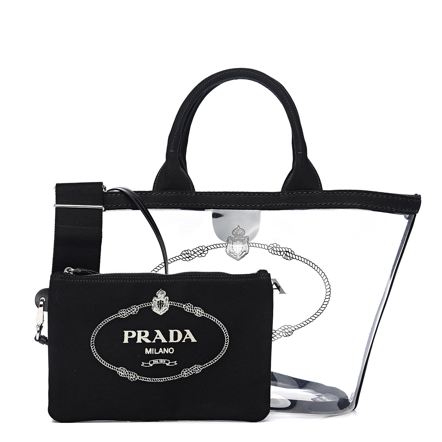 Prada Plexiglass Canapa Small Shopper Tote Black 1 of 10