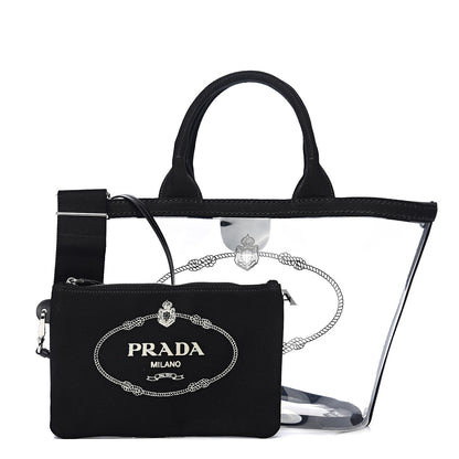 Prada Plexiglass Canapa Small Shopper Tote Black 1 of 10