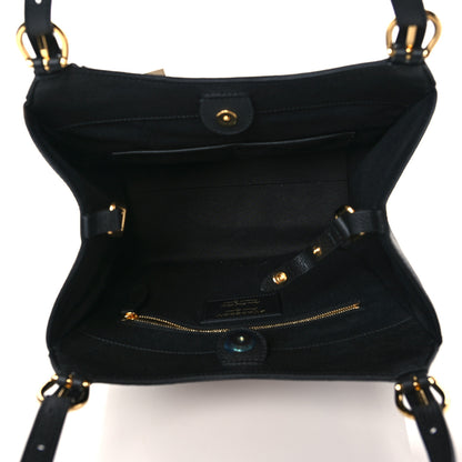 Burberry Grainy Calfskin House Check Small Canterbury Tote Black 5 of 9