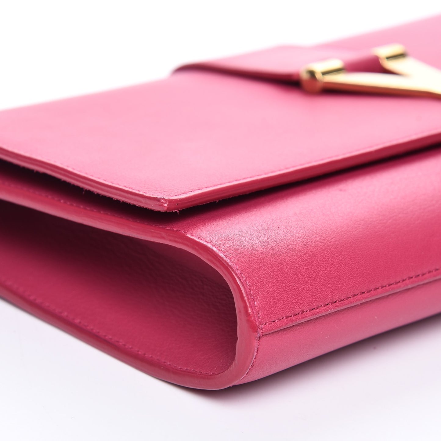 Calfskin Classic Y Ligne Clutch Fuchsia