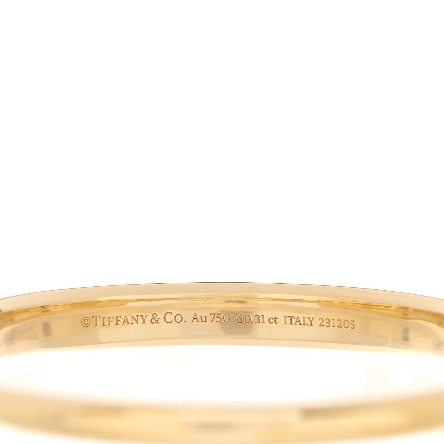 18K Yellow Gold Diamond Tiffany Lock Bangle Bracelet