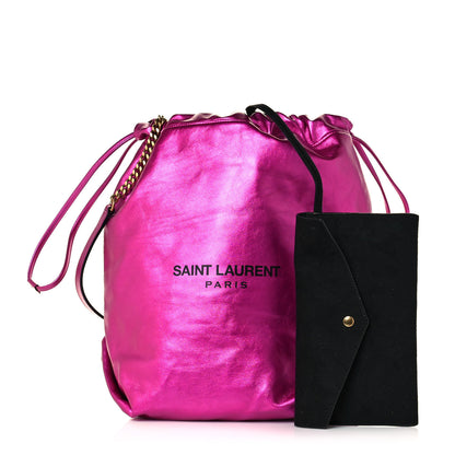 Saint Laurent Lambskin Teddy Drawstring Bag Fuchsia 1 of 11