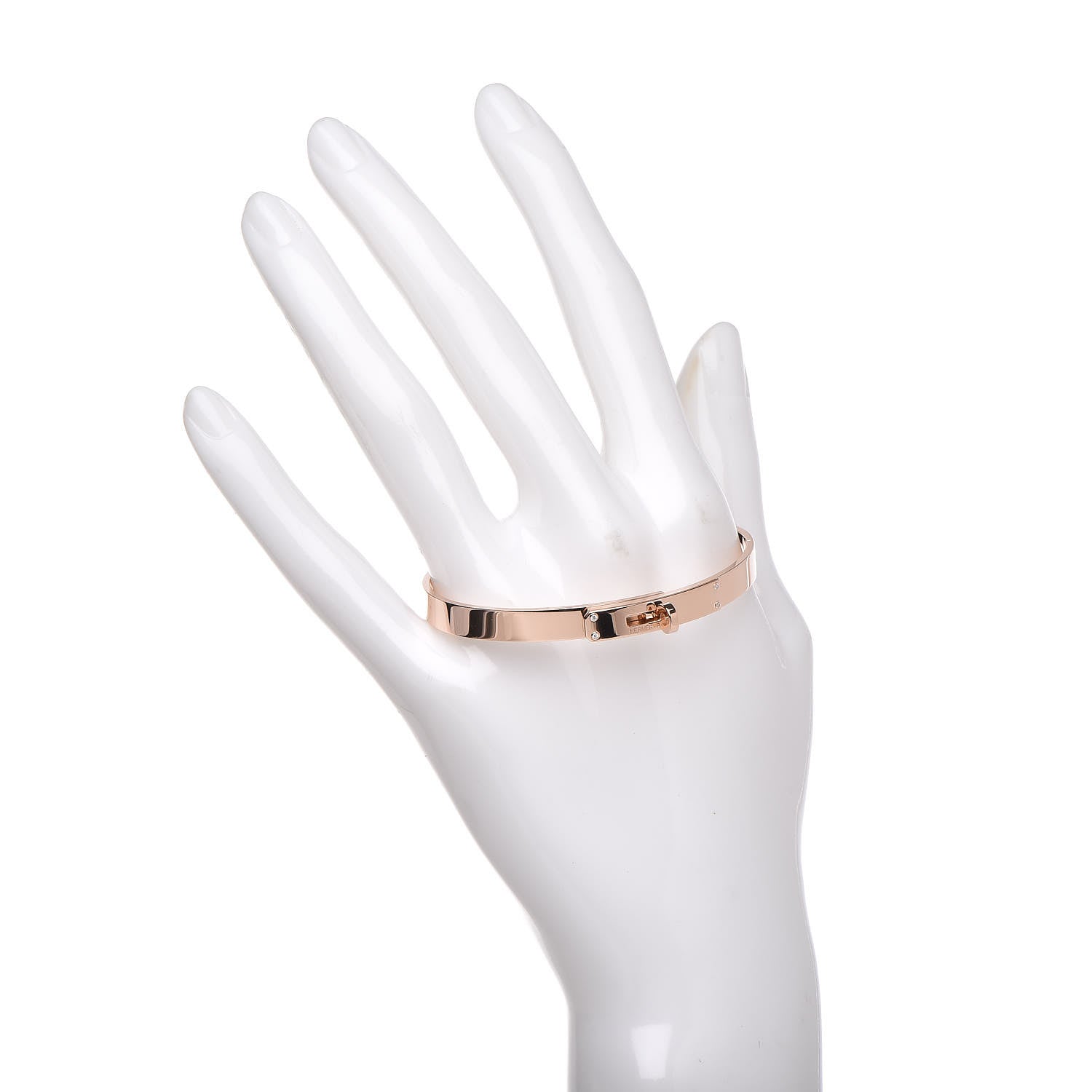 Hermes 18K Rose Gold Diamond PM Kelly Bracelet SH 2 of 5