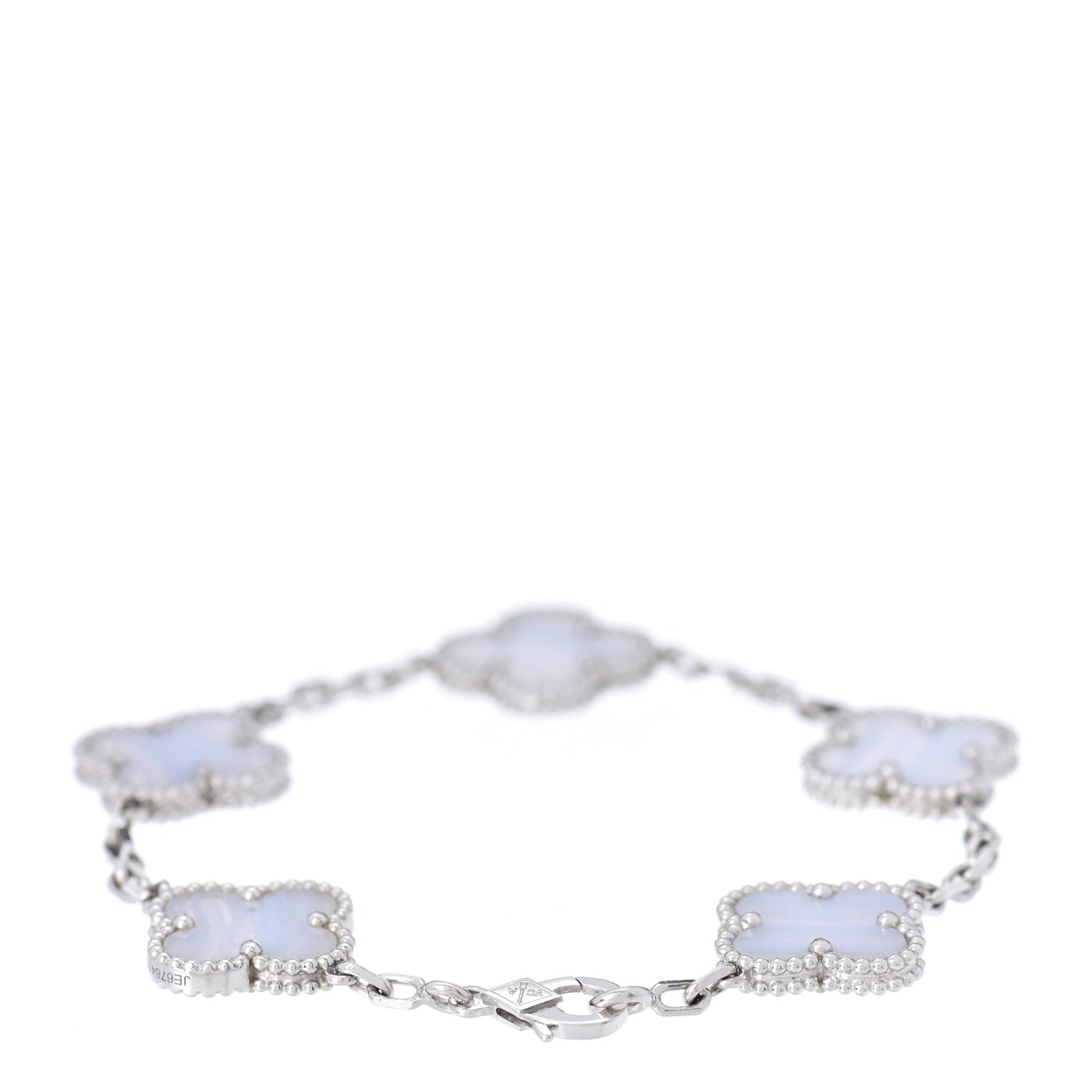 18K White Gold Chalcedony 5 Motifs Vintage Alhambra Bracelet