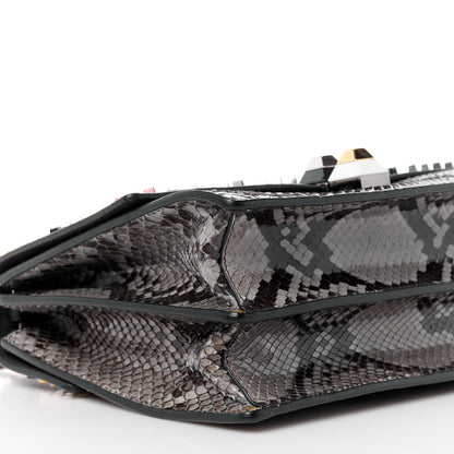 Fendi Vitello Century Snakeskin Studded Kan I Shoulder Bag Black Multicolor 9 of 10