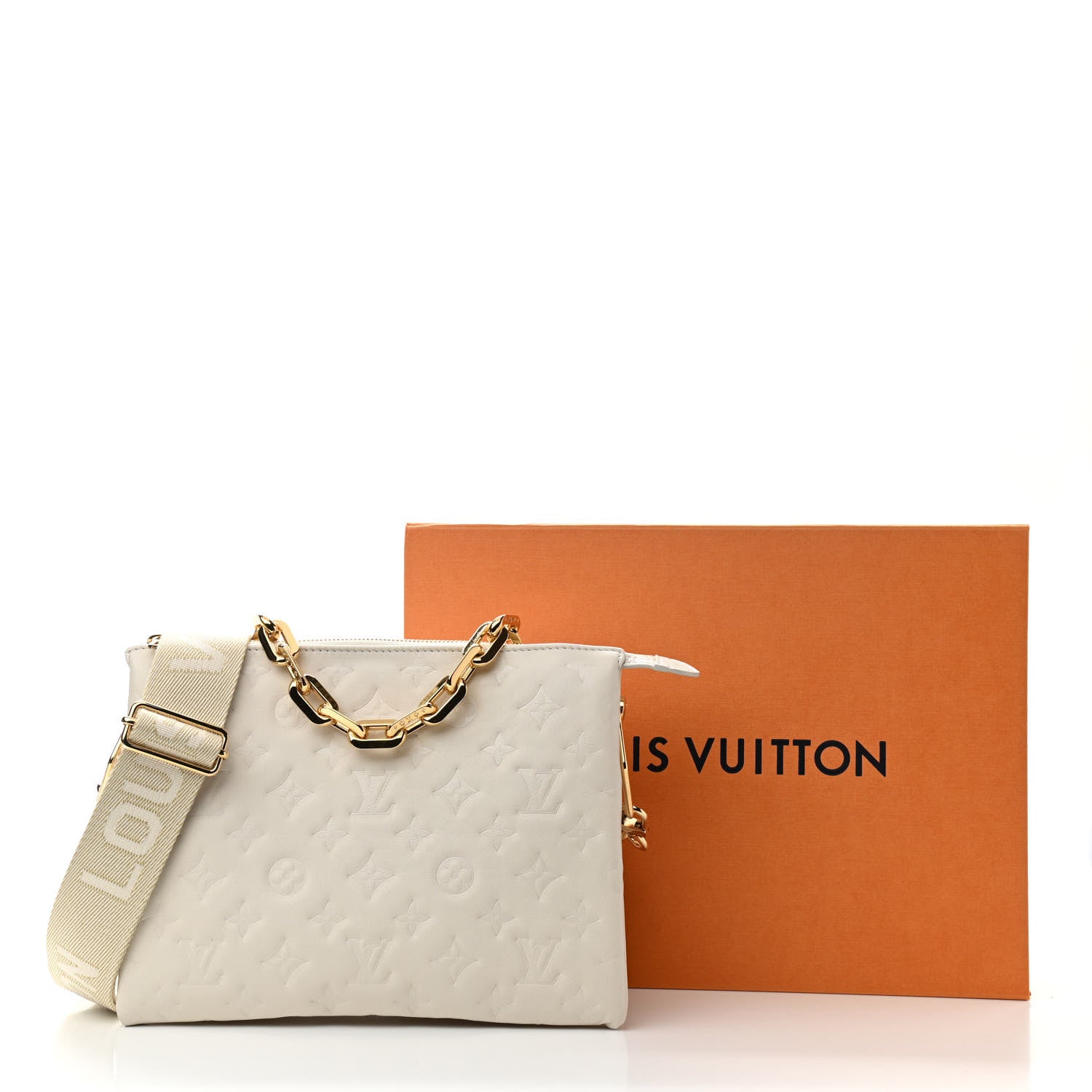 Louis Vuitton Lambskin Embossed Monogram Coussin PM Beige Cream 12 of 12