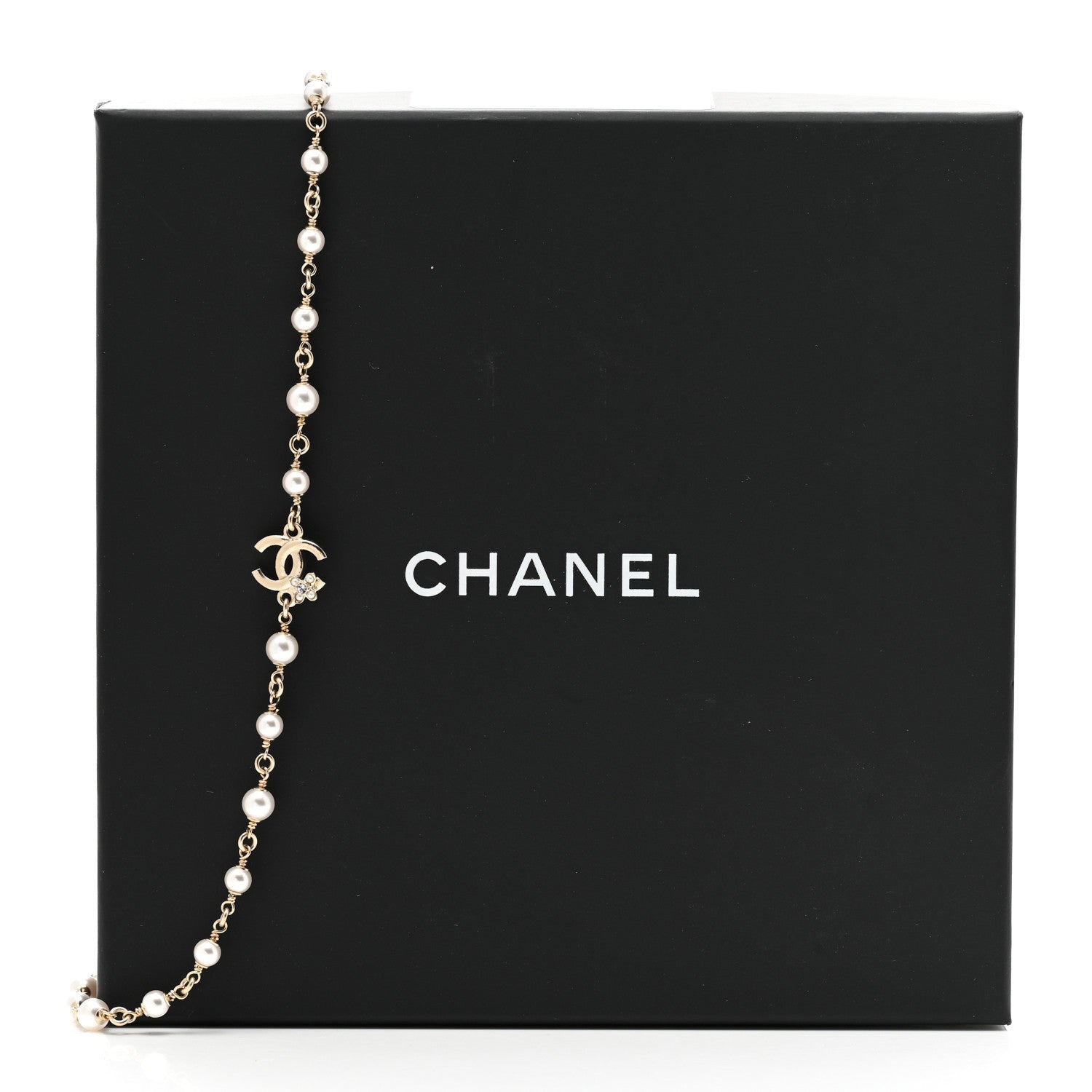 Chanel Crystal Pearl CC Necklace Gold 5 of 5
