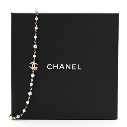 Chanel Crystal Pearl CC Necklace Gold 5 of 5