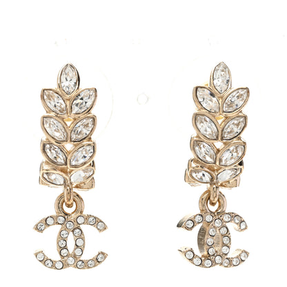 Chanel Crystal Sparkling Wheat CC Long Drop Earrings Gold 1 of 5