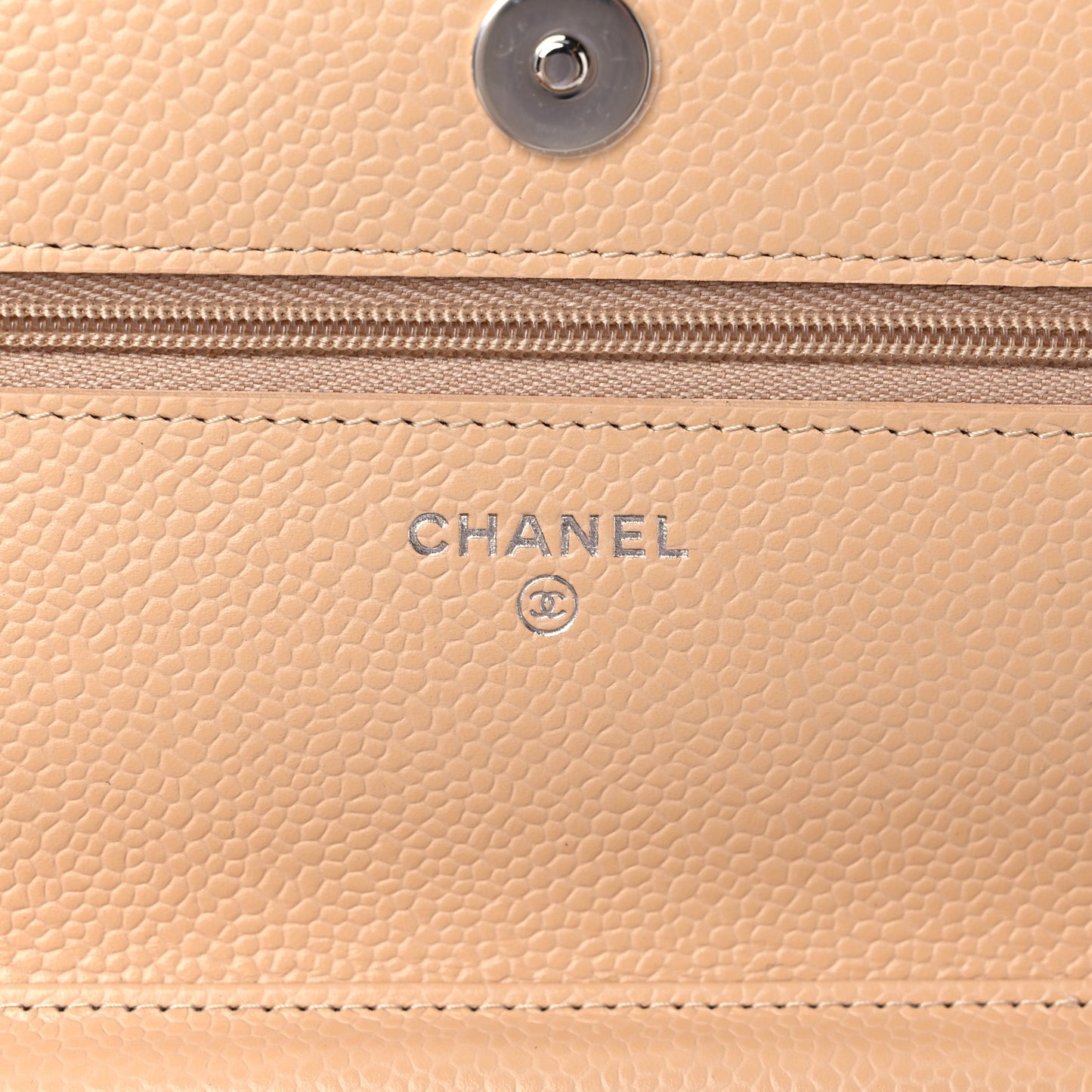 Caviar Quilted Wallet On Chain WOC Beige