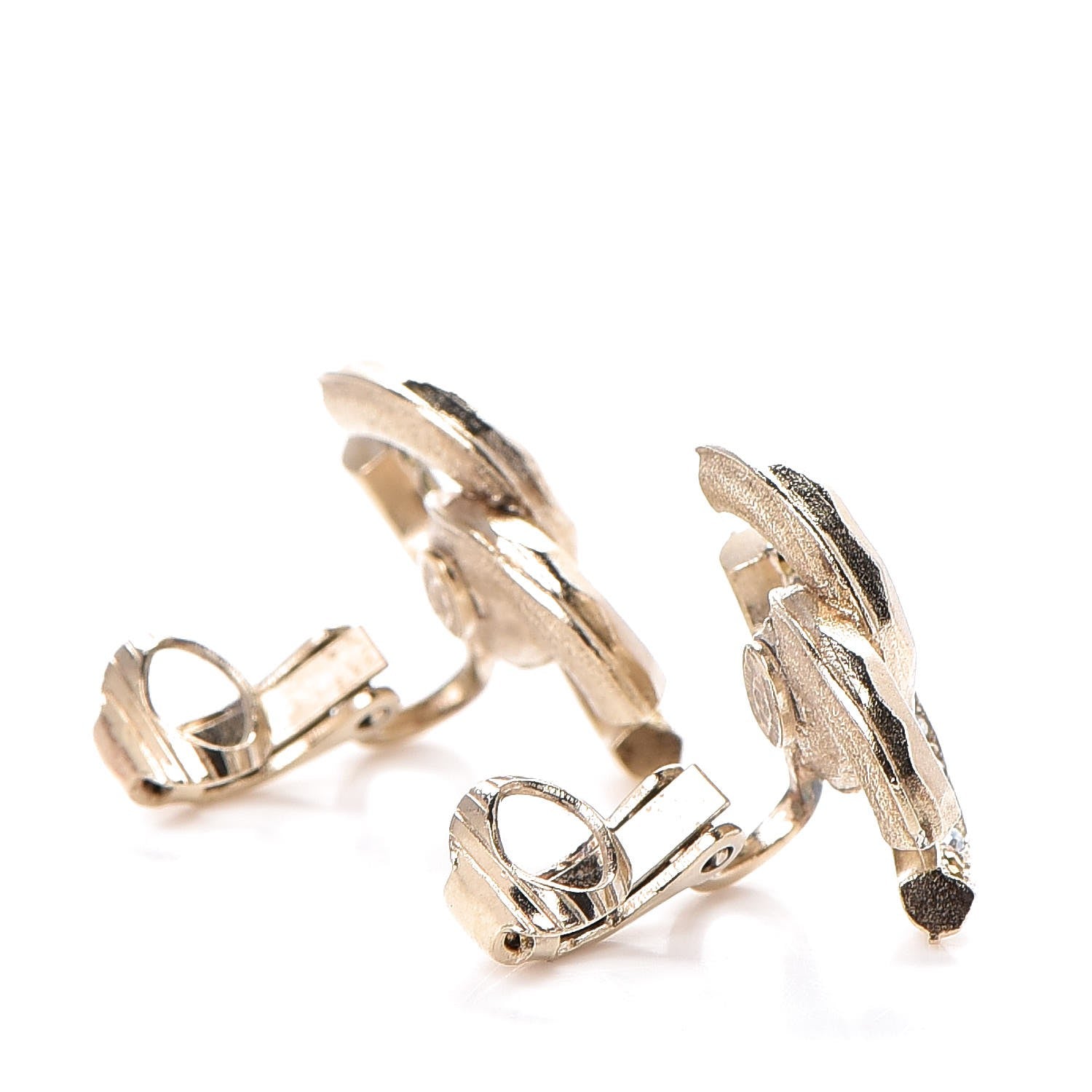 Chanel Crystal CC Clip On Earrings Gold 3 of 4