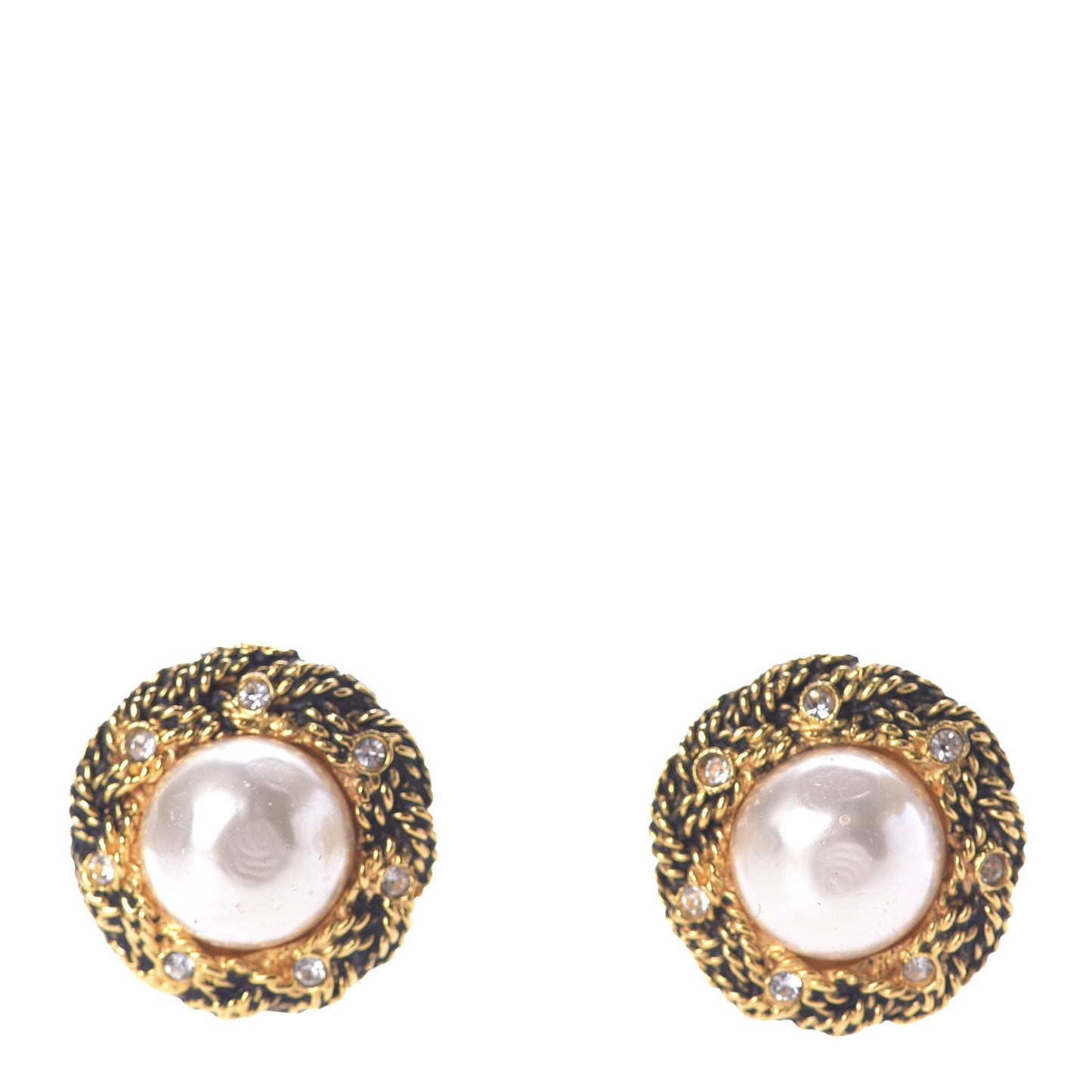 Pearl Crystal Clip On Earrings Gold