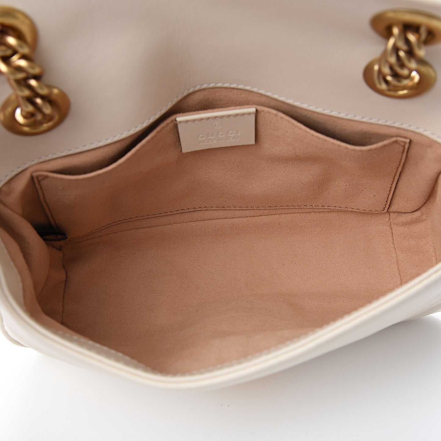 Calfskin Matelasse Mini GG Marmont Shoulder Bag White