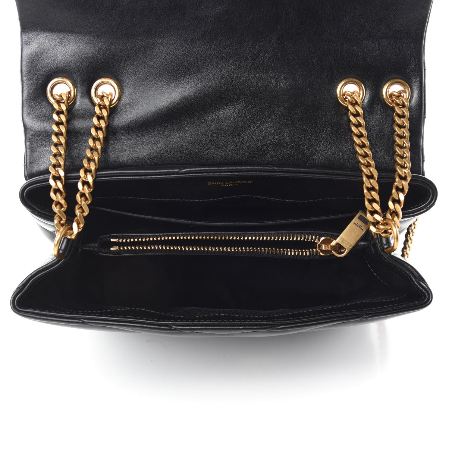 Saint Laurent Calfskin Y Quilted Monogram Small Loulou Chain Satchel Black 5 of 11
