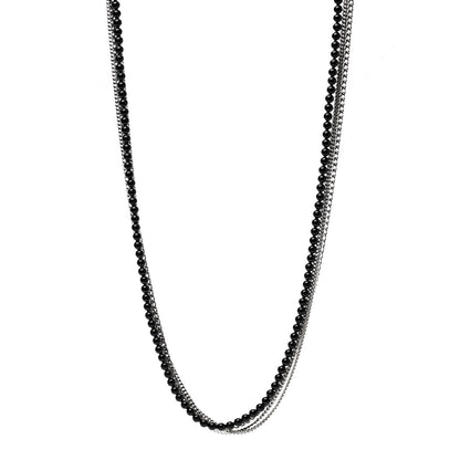 Chanel Crystal Baguette CC Multi Strand Long Necklace Silver Black 1 of 7