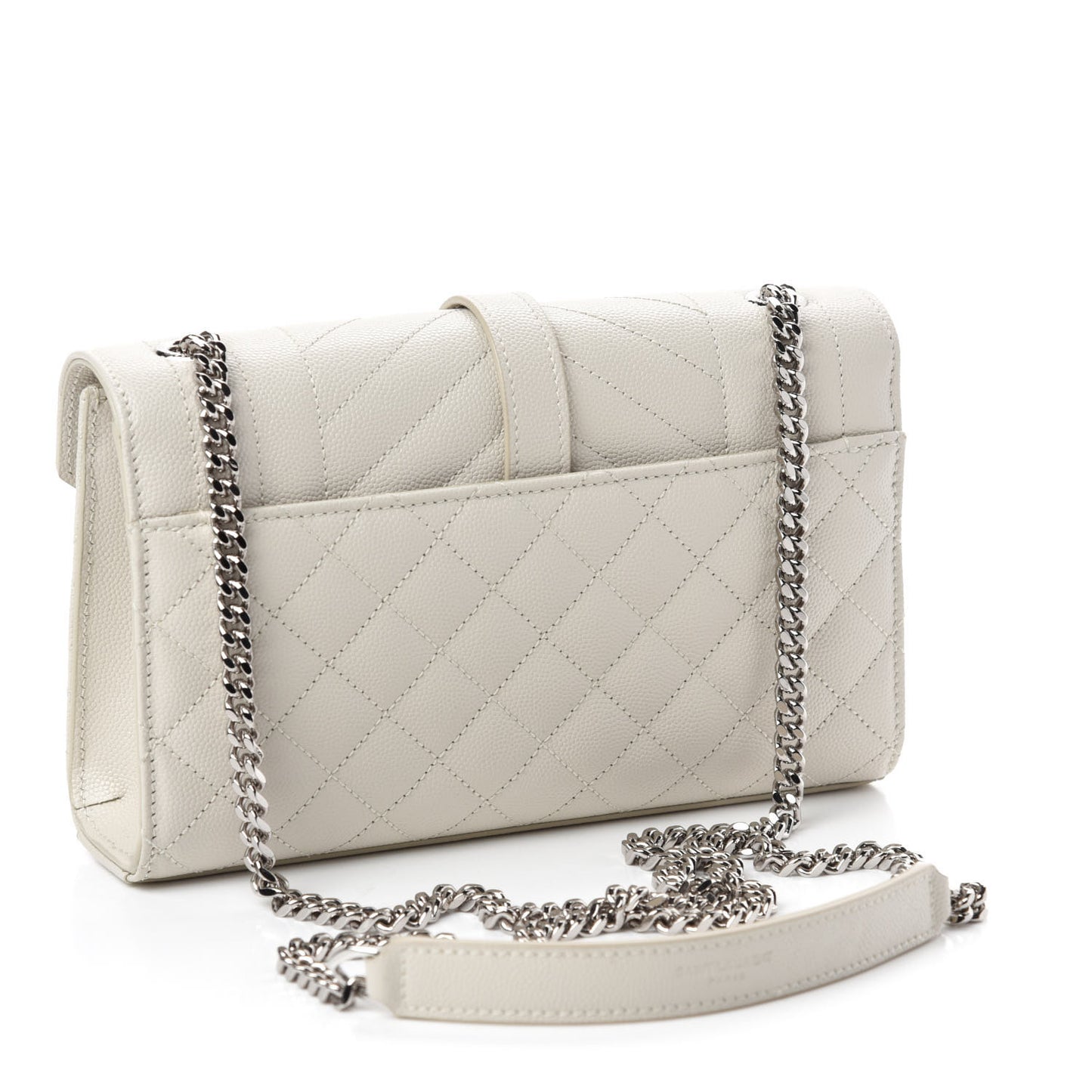 Grain De Poudre Textured Mixed Matelasse Triquilt Small Monogram Satchel Optical White