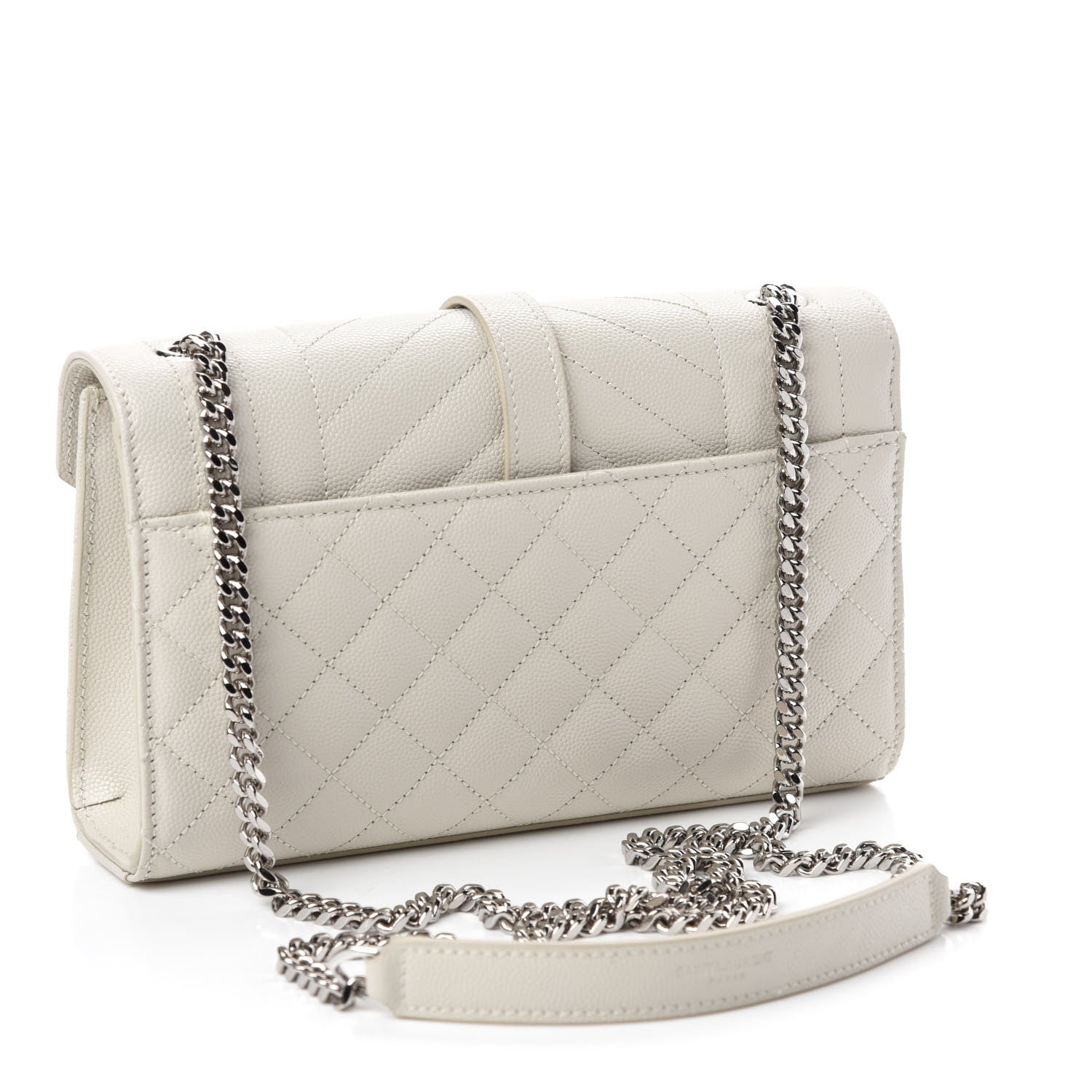 Saint Laurent Grain De Poudre Textured Mixed Matelasse Triquilt Small Monogram Satchel Optical White 3 of 12