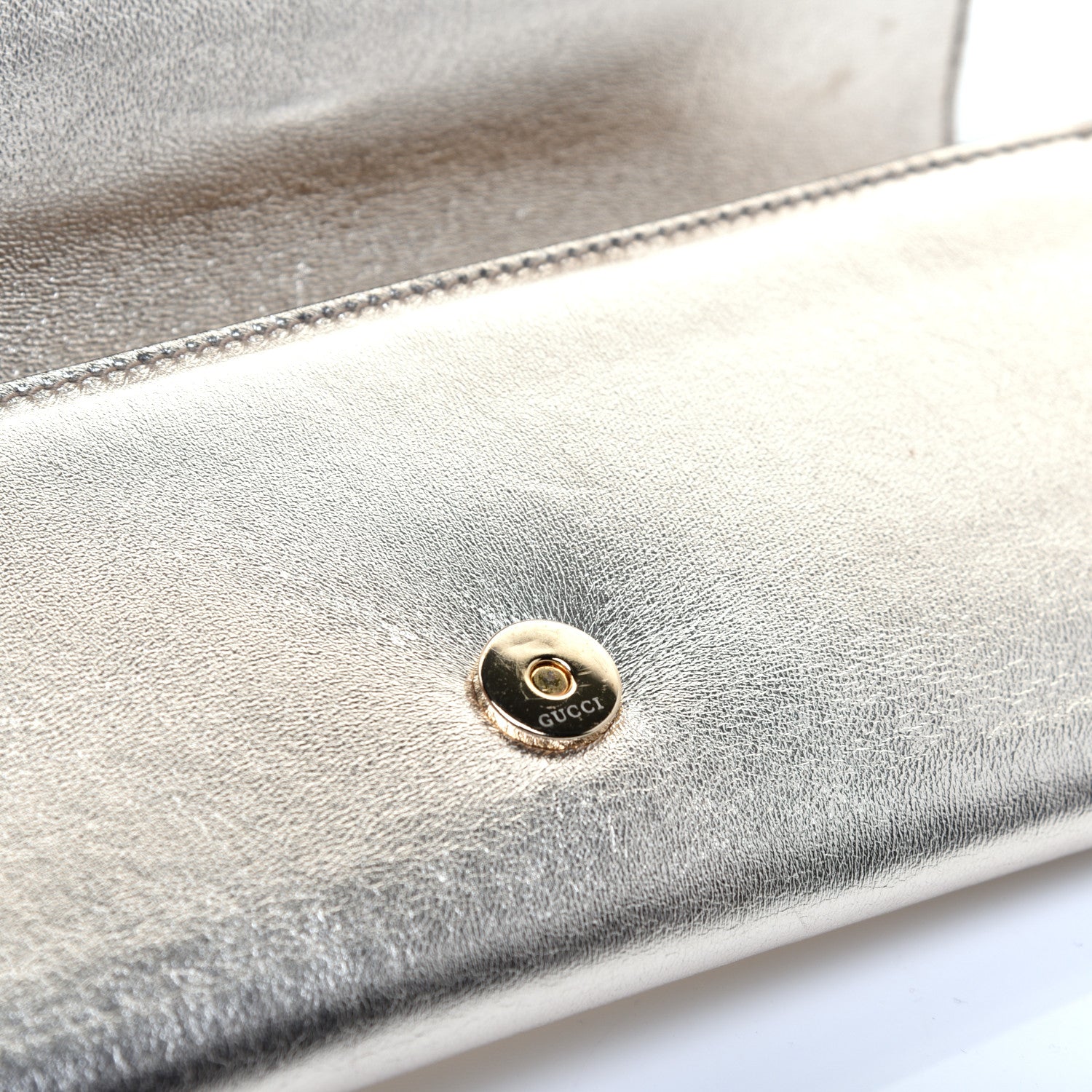 Gucci Metallic Calfskin Romy Clutch Silver 9 of 11
