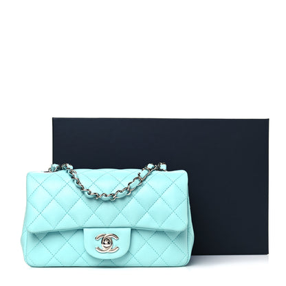 Chanel Lambskin Quilted Mini Rectangular Flap Light Blue 11 of 11