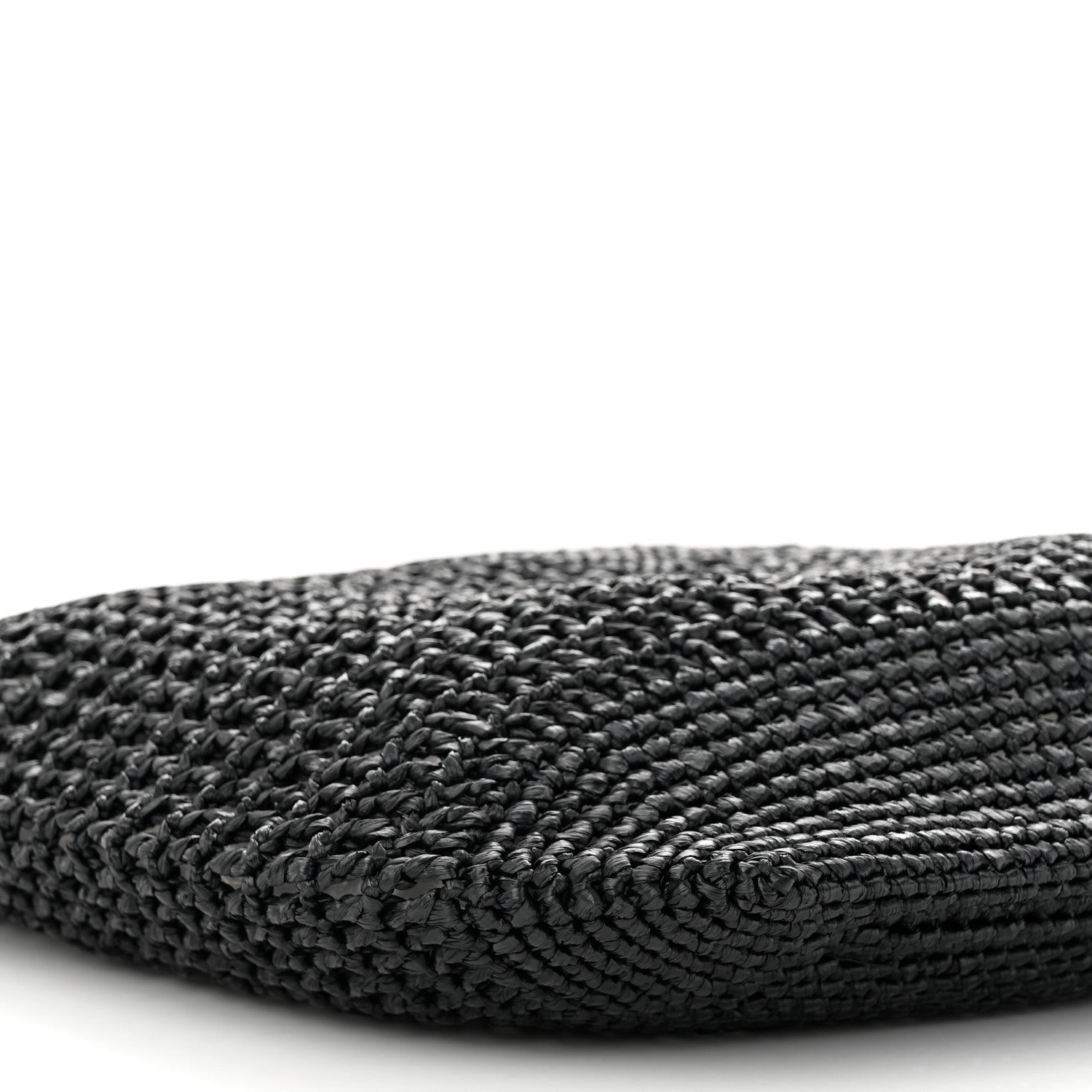 Prada Yarn Raffia Effect Crochet Logo Embroidered Shopping Tote Bag Black 9 of 10