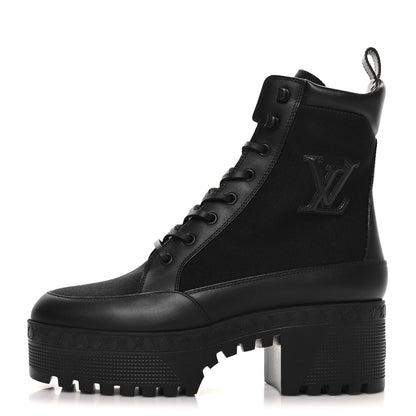 Louis Vuitton Canvas Monogram Laureate Platform Desert Boots 37.5 Black 1 of 9