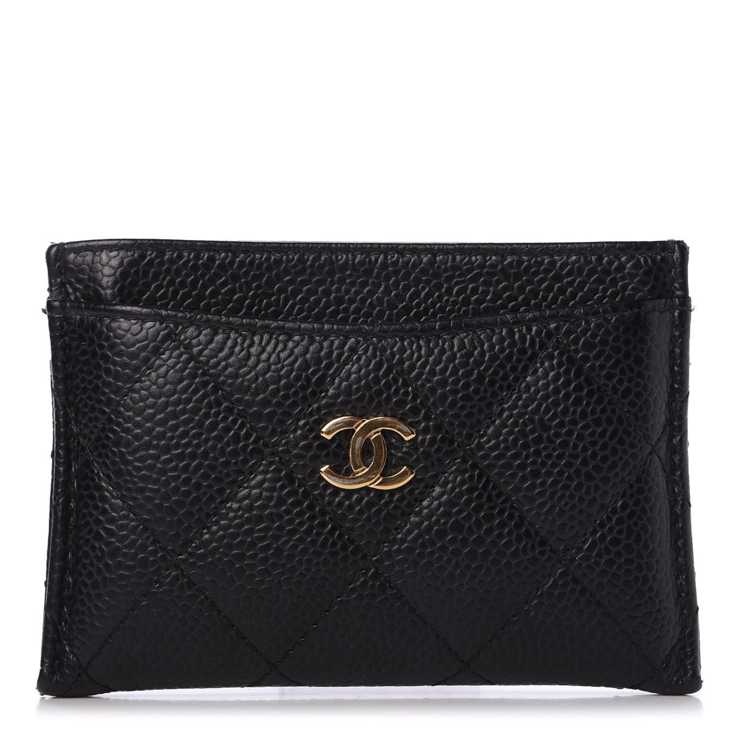 Caviar Quilted Card Holder Black