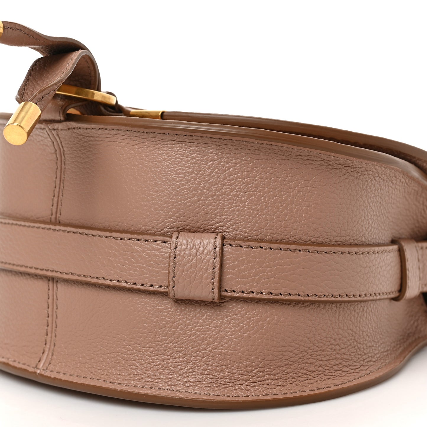 Grained Calfskin Small Marcie Saddle Bag Wood Rose