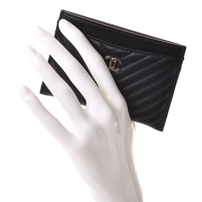 Chanel Lambskin Chevron Card Holder Black 2 of 9