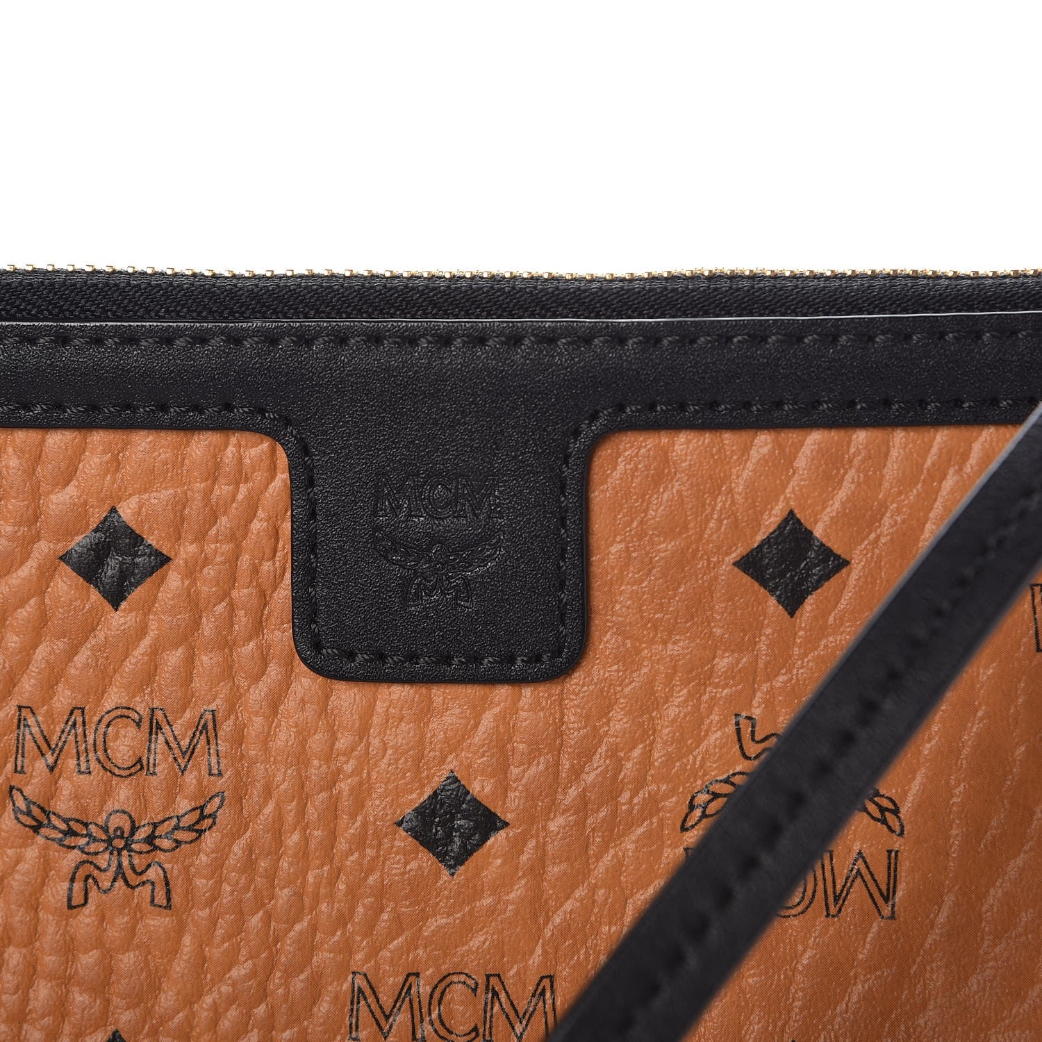 MCM Visetos Liz Shopper Tote Pouch Cognac 5 of 8