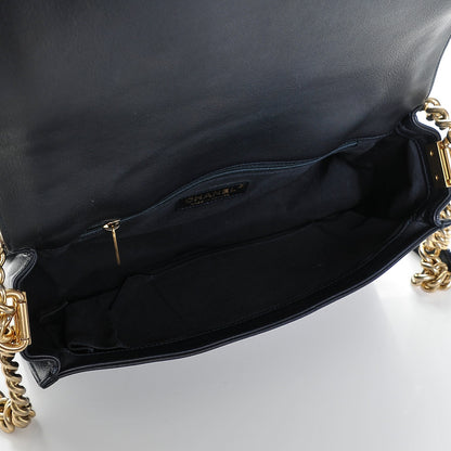 Chanel Braided Sheepskin New Medium Boy Flap Navy 5 of 7